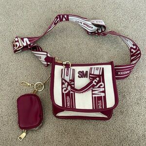 Steve Madden Maroon and Cream Crossbody Bag